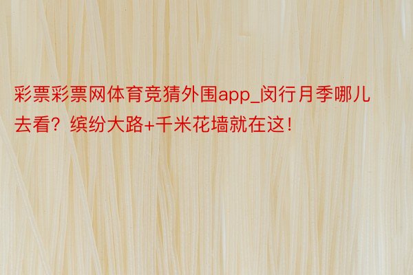 彩票彩票网体育竞猜外围app_闵行月季哪儿去看？缤纷大路+千米花墙就在这！