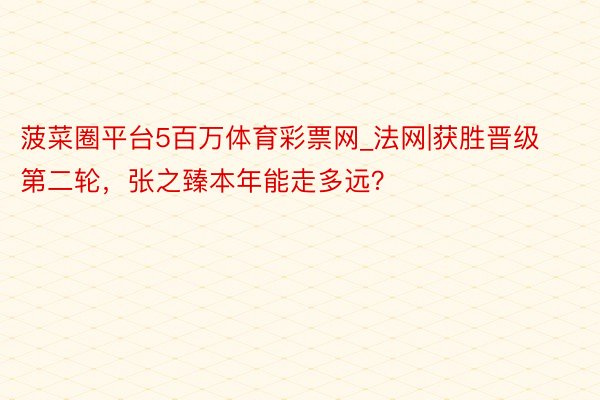 菠菜圈平台5百万体育彩票网_法网|获胜晋级第二轮，张之臻本年能走多远？