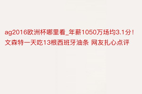 ag2016欧洲杯哪里看_年薪1050万场均3.1分！文森特一天吃13根西班牙油条 网友扎心点评