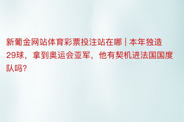 新葡金网站体育彩票投注站在哪 | 本年独造29球，拿到奥运会亚军，他有契机进法国国度队吗？