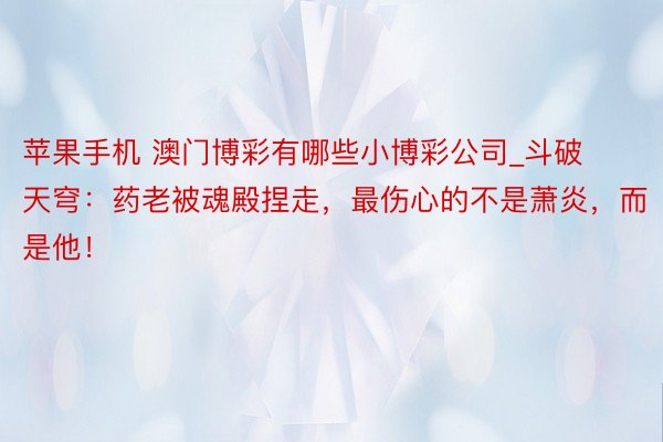 苹果手机 澳门博彩有哪些小博彩公司_斗破天穹：药老被魂殿捏走，最伤心的不是萧炎，而是他！